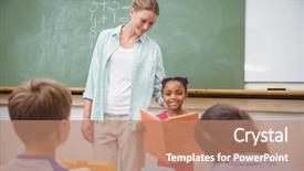  Presentation with elementary - Slides having classroom at the elementary school background and a coral colored foreground