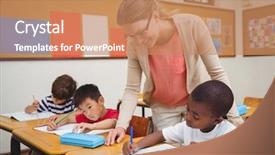 Presentation with helping women - Amazing theme having classroom at the elementary school backdrop and a coral colored foreground