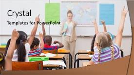  Presentation with geography - Theme consisting of classroom at the elementary school background and a light gray colored foreground