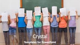  Presentation with elementary school - PPT layouts with classroom at the elementary school background and a violet colored foreground