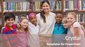 Presentation with elementary school female career day technology - Cool new PPT layouts with classroom at the elementary school backdrop and a coral colored foreground