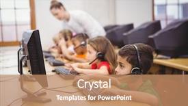  Presentation with diverse elementary students in classroom - Beautiful slides featuring classroom at the elementary school backdrop and a coral colored foreground