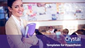  Presentation with elementary school career day and technology and black female teacher - Audience pleasing presentation theme consisting of classroom at the elementary school backdrop and a violet colored foreground