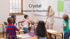  Presentation with behavior - Beautiful slide deck featuring classroom behavior - naughty pupils in class backdrop and a  colored foreground