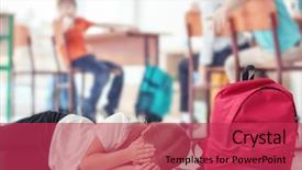  Presentation with school bullying - Presentation theme with classroom bullying in school background and a red colored foreground