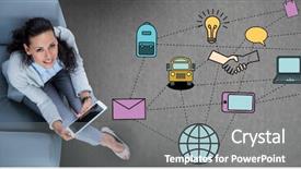  Presentation with bus - Amazing theme having classroom bus - woman on her tablet looking backdrop and a gray colored foreground