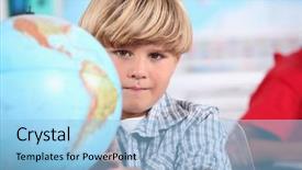  Presentation with geography - Presentation design enhanced with classroom climate - kid learning geography background and a light blue colored foreground