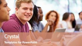  Presentation with students walking to class - PPT theme featuring classroom college - class of university students using background and a  colored foreground