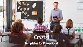  Presentation with elementary school career day and technology and black female teacher - Slide deck with classroom conversation - teacher with tablet in front background and a tawny brown colored foreground