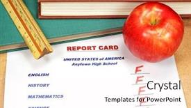  Presentation with school rules and regulation - Presentation theme consisting of classroom discipline - graded school papers background and a  colored foreground