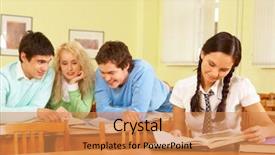  Presentation with smart transportation system - Colorful presentation design enhanced with classroom discussion - portrait of smart students discussing backdrop and a coral colored foreground