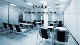  Presentation with school - Colorful presentation theme enhanced with classroom door - beautiful wooden desks backdrop and a light blue colored foreground