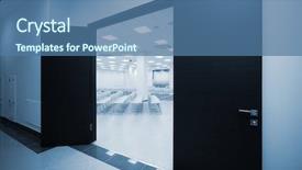  Presentation with entrance to natural caves - Presentation theme having classroom door - entrance into a large background and a ocean colored foreground