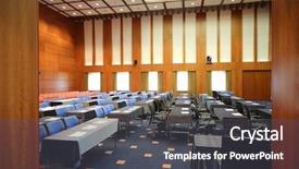  Presentation with chairs - Colorful slides enhanced with classroom door - modern conference room with chairs backdrop and a dark gray colored foreground