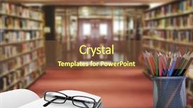  Presentation with school desk - Presentation theme enhanced with classroom door - school supplies on desk background and a tawny brown colored foreground