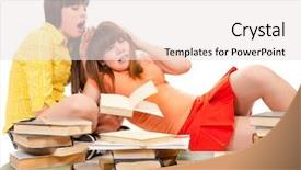  Presentation with tired - PPT theme with classroom help wanted - two schoolgirls were tired background and a sky blue colored foreground