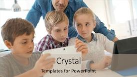  Presentation with learning - PPT theme having classroom learning with digital tablet background and a  colored foreground