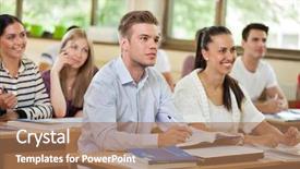  Presentation with college students - Cool new PPT layouts with classroom listening a lecture backdrop and a coral colored foreground