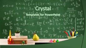  Presentation with back school - Presentation featuring classroom objects - back to school concept background and a ocean colored foreground