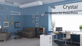  Presentation with interior - Cool new slide deck with classroom objects - elegant office interior mixed media backdrop and a seafoam green colored foreground