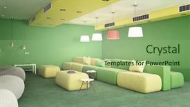  Presentation with elegant - Cool new PPT layouts with classroom objects - elegant office interior mixed media backdrop and a mint green colored foreground