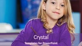  Presentation with pen - PPT theme having classroom objects - portrait of cute little girl background and a violet colored foreground