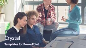  Presentation with college students and laptop - Audience pleasing slides consisting of classroom of a modern college backdrop and a  colored foreground