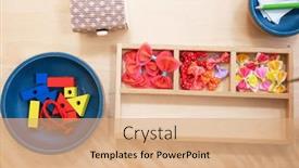  Presentation with montessori - PPT layouts enhanced with classroom-of-montessori-kindergarten background and a coral colored foreground