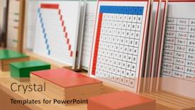  Presentation with montessori - PPT theme with classroom-of-montessori-kindergarten background and a coral colored foreground