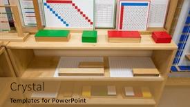  Presentation with montessori - Presentation theme with classroom-of-montessori-kindergarten background and a coral colored foreground
