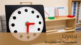  Presentation with montessori - Slide deck featuring classroom-of-montessori-kindergarten background and a gold colored foreground