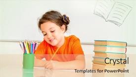  Presentation with smart - Cool new PPT theme with classroom on blackboard background backdrop and a coral colored foreground