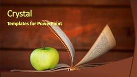  Presentation with back school education - Slide deck with classroom research - apple and book education back background and a tawny brown colored foreground