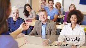  Presentation with further - Slide deck having classroom research - mature students in further education background and a coral colored foreground