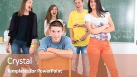  Presentation with high school - Slide set with classroom surrounded with his jumping background and a  colored foreground