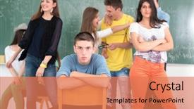  Presentation with high school - Presentation design featuring classroom surrounded with his jumping background and a  colored foreground