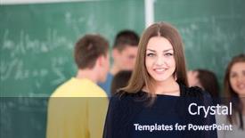  Presentation with high school - Presentation theme consisting of classroom surrounded with his jumping background and a  colored foreground
