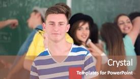  Presentation with high school - Slide deck with classroom surrounded with his jumping background and a  colored foreground