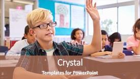  Presentation with technology and career day and elementary school - Slide set having classroom volunteer - boy with glasses raising hand background and a coral colored foreground