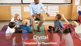  Presentation with school kids - Slide set consisting of classroom volunteer - elementary school kids sitting background and a red colored foreground