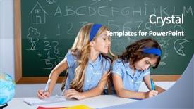  Presentation with cheating - PPT layouts enhanced with classroom with two students cheating background and a ocean colored foreground