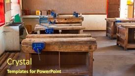  Presentation with teaching - PPT layouts having classroom-workshop-teaching-wood-working background and a  colored foreground