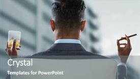  Presentation with smoking - Colorful slides enhanced with classy - back of seated business man backdrop and a gray colored foreground