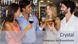  Presentation with toasting - Presentation theme having classy - group of friends toasting red background and a light blue colored foreground