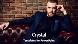  Presentation with chesterfield - Colorful presentation design enhanced with classy - imposing well dressed man sitting backdrop and a black colored foreground