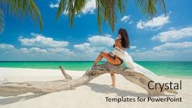  Presentation with classy - Beautiful theme featuring classy fashion woman sunbathing backdrop and a lemonade colored foreground