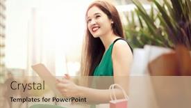  Presentation with classy - Amazing theme having classy-girl-in-bright-green backdrop and a coral colored foreground