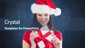  Presentation with festive - Slide deck featuring classy merry christmas - festive brunette holding gift background and a  colored foreground
