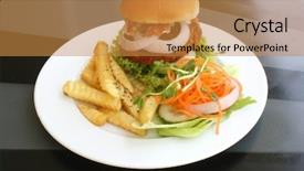  Presentation with classy - Beautiful presentation theme featuring classy restaurant hamburger meal during the day backdrop and a gold colored foreground