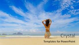  Presentation with classy - Presentation design consisting of classy woman on the beach in thailand background and a lemonade colored foreground